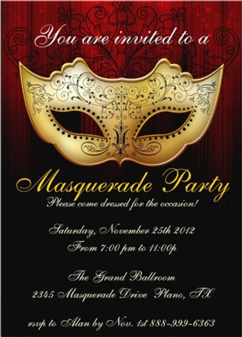 Masquerade Party Invitation Template Free