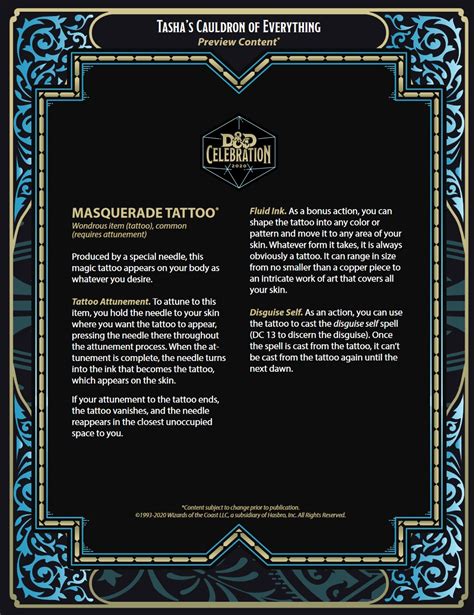 Masquerade Tattoo 5e