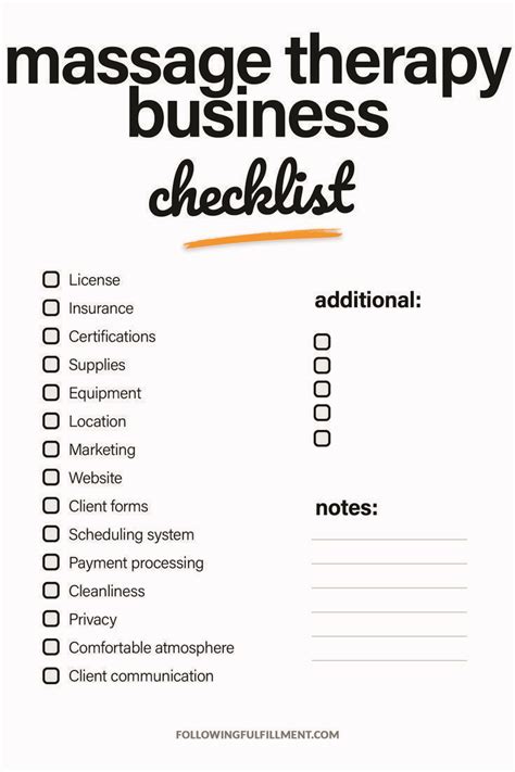 Massage Therapy Business Checklist