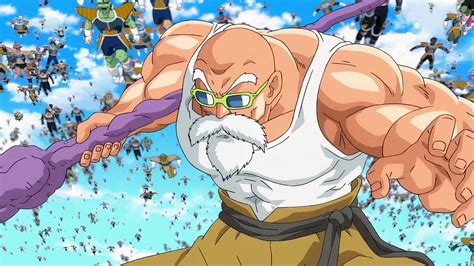 Master Roshi in fighting pose from Dragon Ball anime series