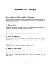 Mastering Advanced SQL Concepts