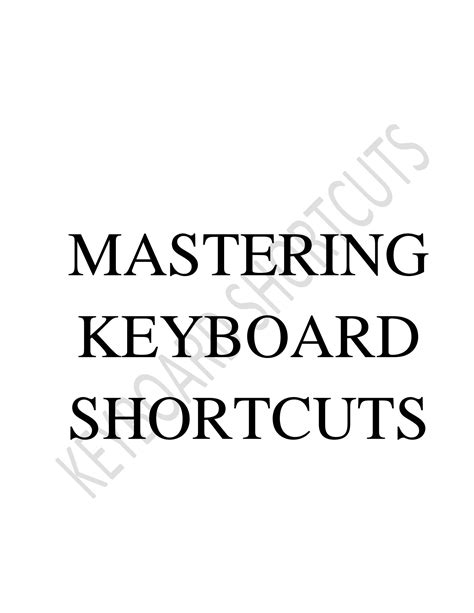 Mastering Shortcuts
