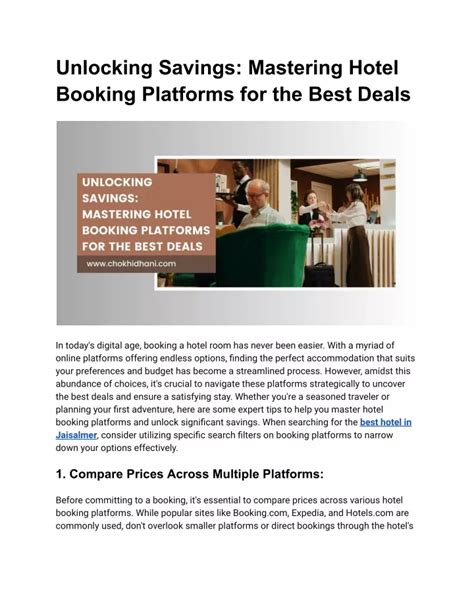 Mastering the Booking Platforms