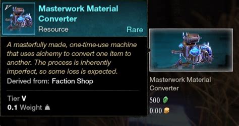 Masterwork Material Converter