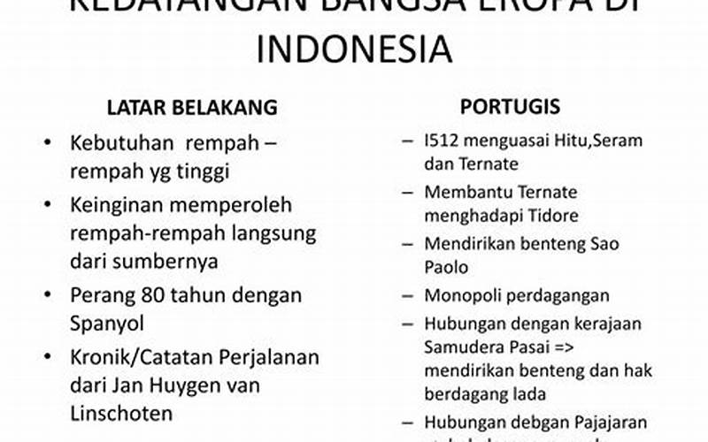 Masuknya Eropa Di Indonesia