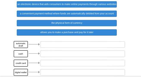 Match the different sources of payments to their descriptions