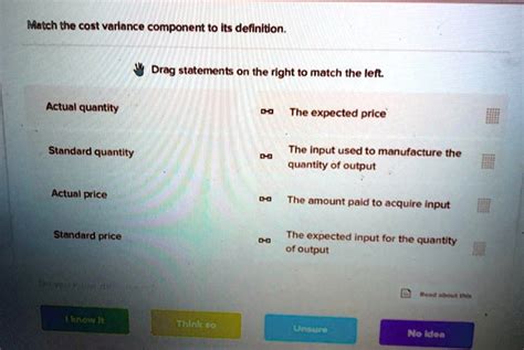 Match cost variance components to their definitions with ease.