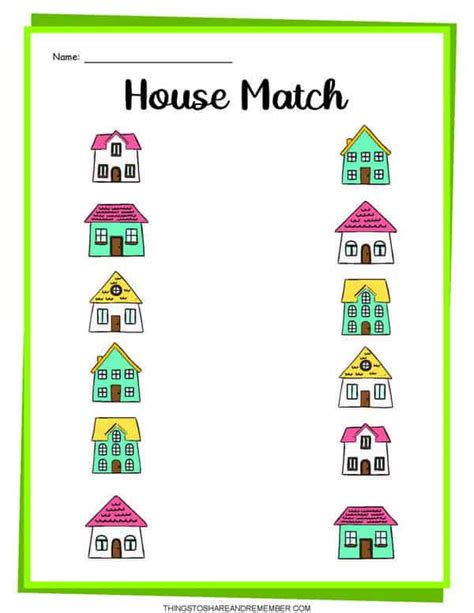 Matching Parts Of The House Worksheet For Kindergarten