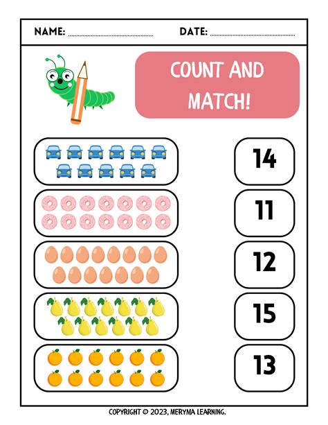 Matching Count And Write Worksheets 11 20