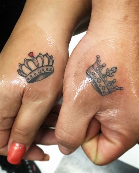 Matching Couple Crown Tattoos
