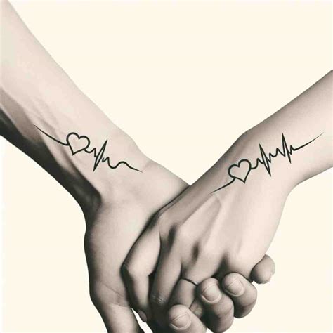 Matching Couple Tattoos Heartbeat
