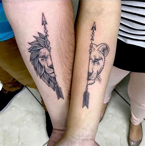 Matching Tattoos For Couples Lion