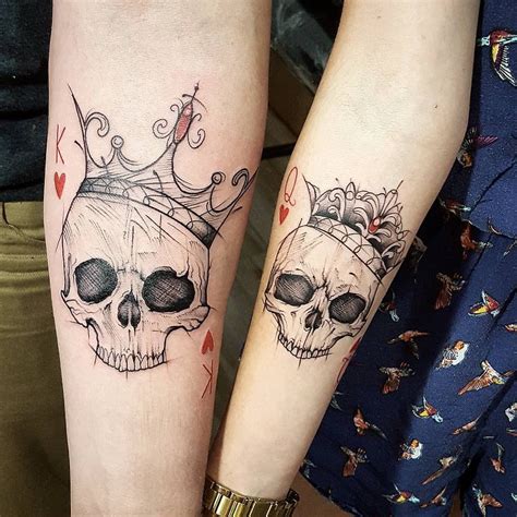 Matching Tattoos For Couples Skulls