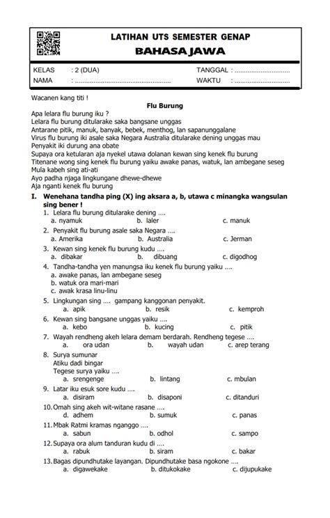 Materi Bahasa Jawa Kelas 10 Semester 2