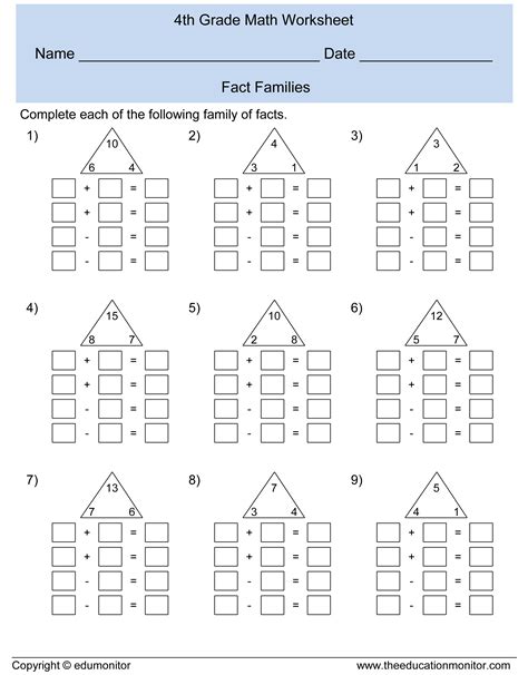 Math Fact Families Worksheets Multiplication Coloring Sheets