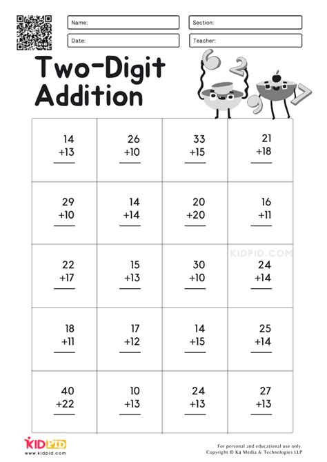 Math 2 Digit Addition Worksheets