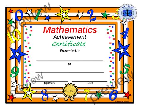 Fresh Math Certificate Template 7 Excellence Award in 2021
