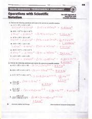 Math Handbook Transparency Worksheet Operations With Scientific
