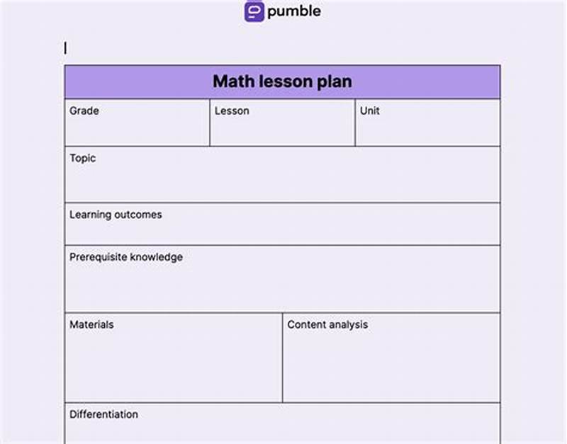Math Lesson Plan Template