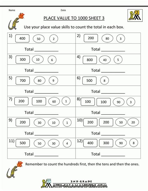 Math Place Value Worksheets to Hundreds