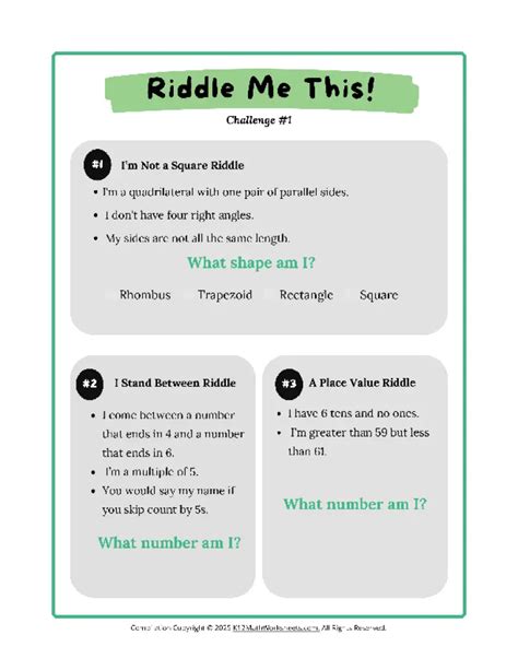 Math Riddles For 2nd Grade