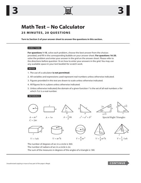 Master Math Test No Calculator Section 3 with Answers: Ace your Exam like a Pro!