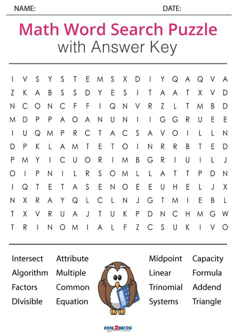 Math Word Search Puzzles Printable