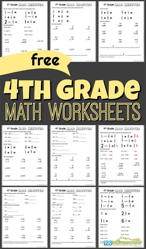 Math Worksheets For Fourth Graders