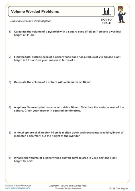 Math Worksheets Volume Word Problems