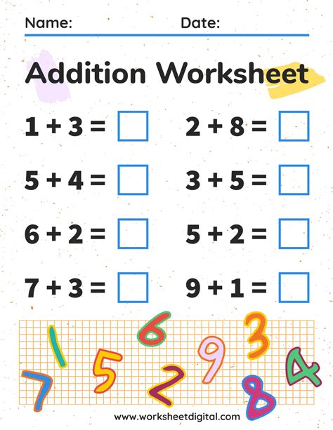 Math Addition Problems Worksheet