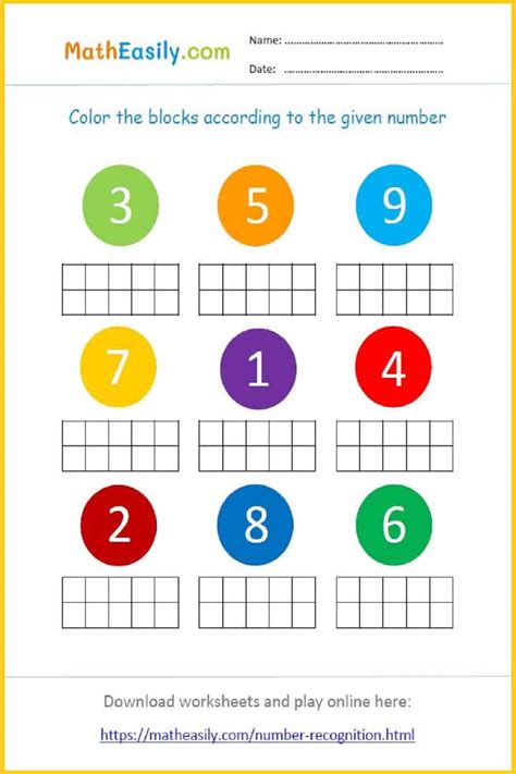 Math and Number Recognition Worksheets