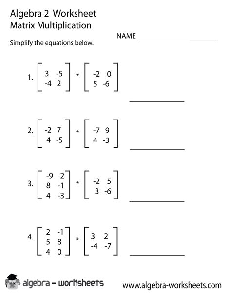 Algebra 2 Matrix Multiplication Worksheet Answers Kiddo