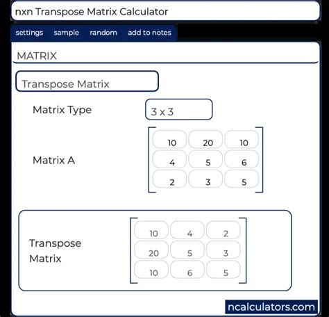 Matrix Transpose Calculator