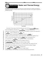 Matter And Thermal Energy Worksheet Answers