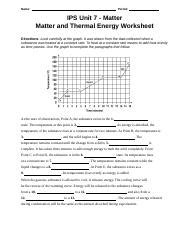Matter And Thermal Energy Worksheet