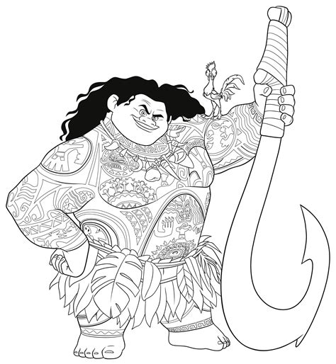maui from moana coloring page