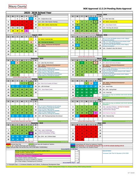 Maury County School Calendar
