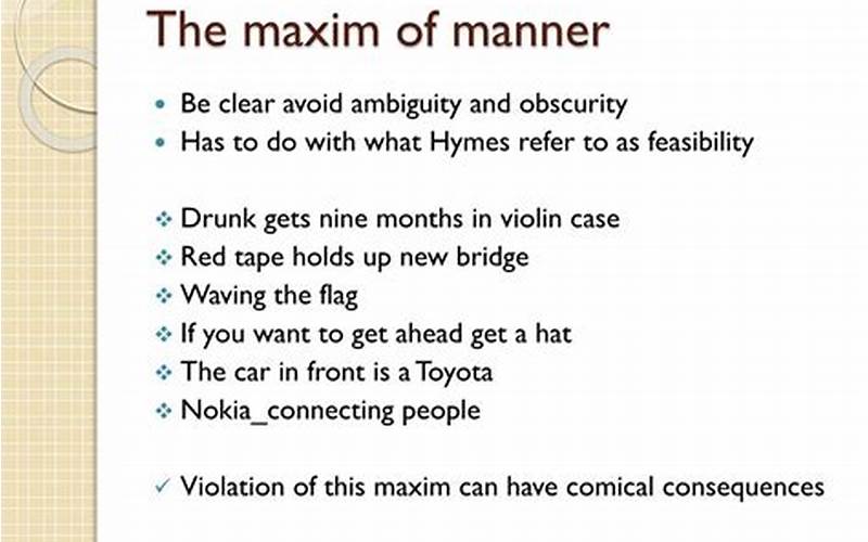 Maxim Of Manner
