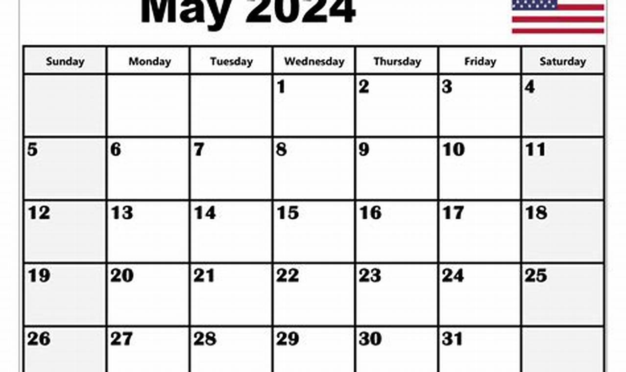 May 2024 Calendar With Holidays Usa Printable