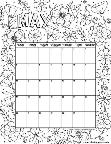 May Calendar Coloring Pages