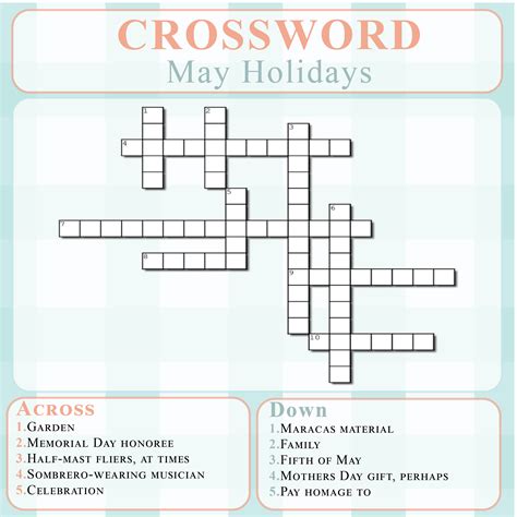 May Crossword Puzzle Printable