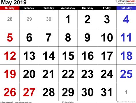 May 18 2019 Calendar