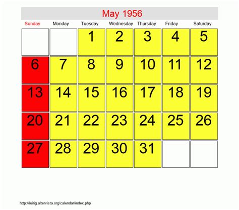 May 1956 Calendar