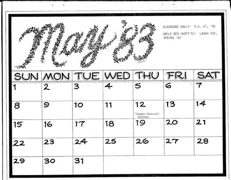 May Calendar 1983