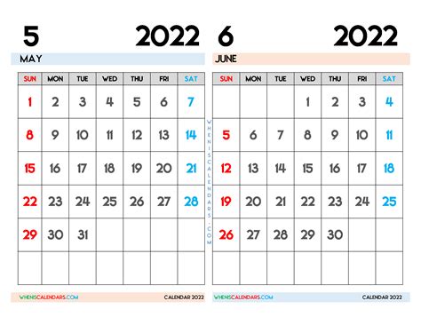 May June 2022 Printable Calendar