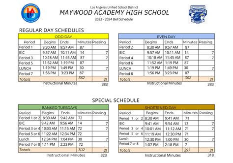Maywood Academy Bell Schedule