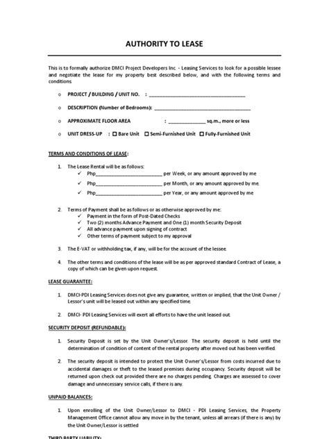 Mc Authority Lease Agreement Template