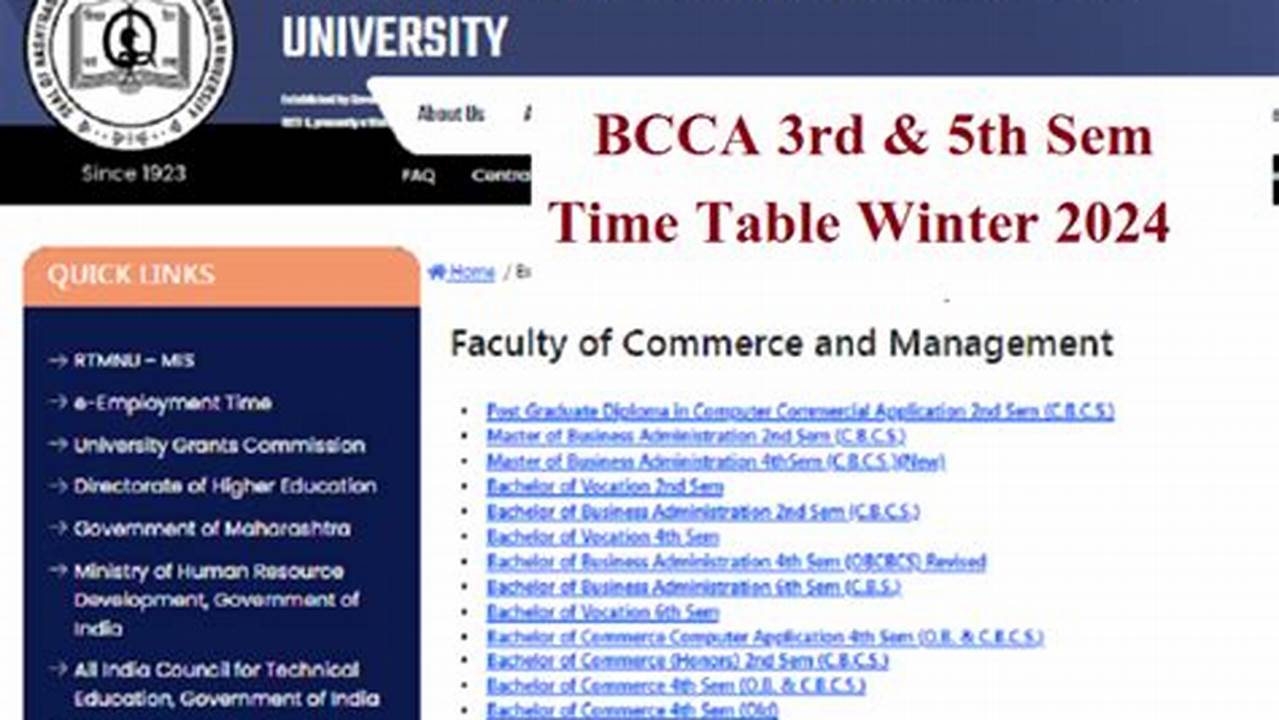 Mcom Time Table For Winter 2024 Batch