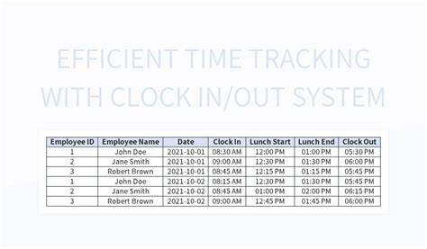 Meal Period Time Clock In And Out Excel Template