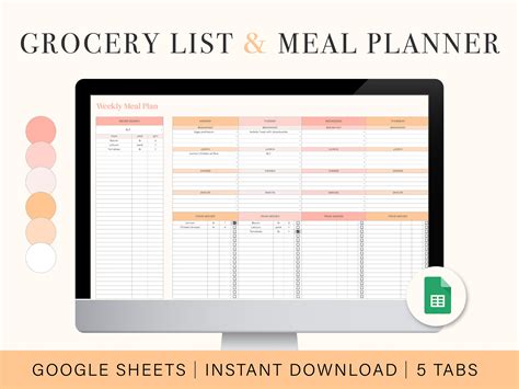 Meal Plan Template Google Docs
